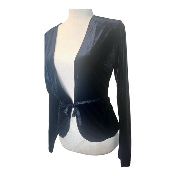 Y2K Black Velvet Whimsigoth Jacket Women’s Small Glam Dark Romantic Minimalist - Picture 2 of 6